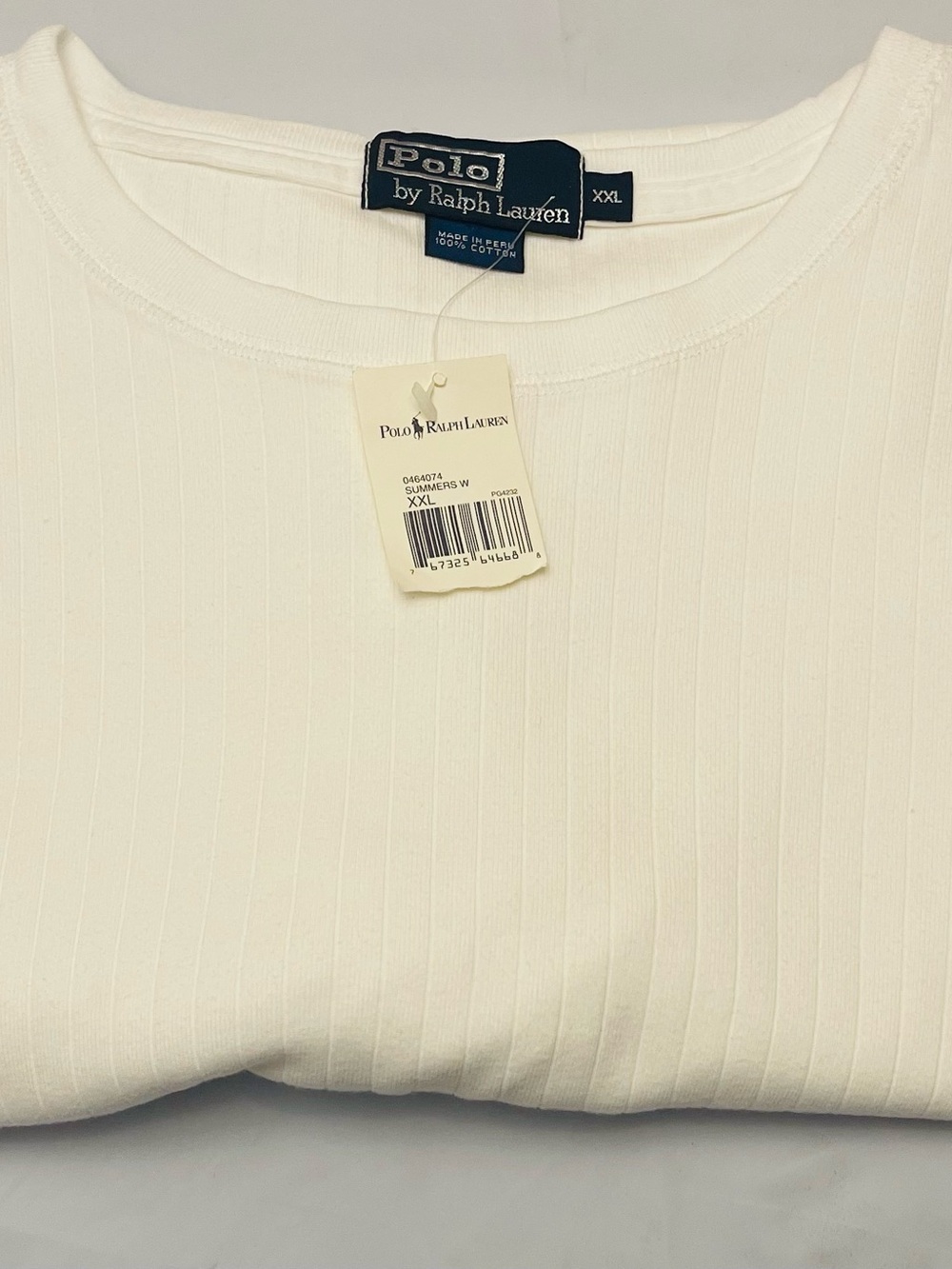 Polo by Ralph Lauren Men's White Ribbed Short Sleeve Tee